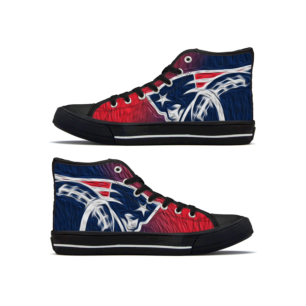 Women's New England Patriots High Top Canvas Sneakers 002 Women's New England Patriots High Top Canvas Sneakers 002